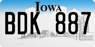 IA license plate BDK887