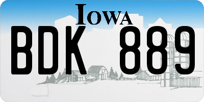 IA license plate BDK889