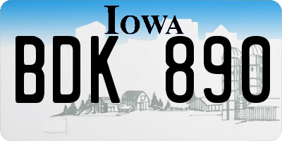 IA license plate BDK890