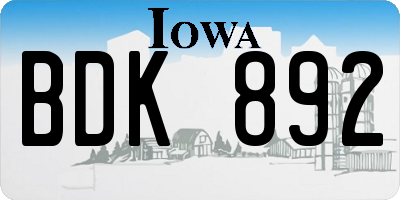 IA license plate BDK892