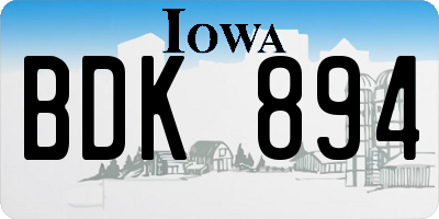 IA license plate BDK894