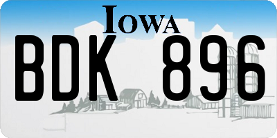 IA license plate BDK896