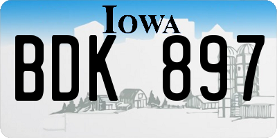IA license plate BDK897