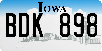 IA license plate BDK898