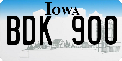 IA license plate BDK900