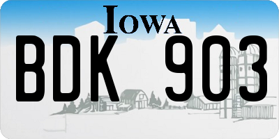 IA license plate BDK903