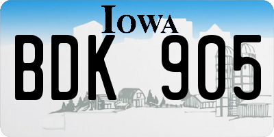 IA license plate BDK905