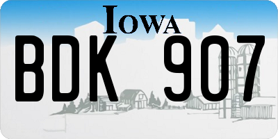 IA license plate BDK907