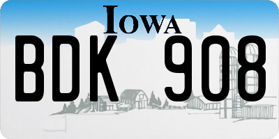 IA license plate BDK908