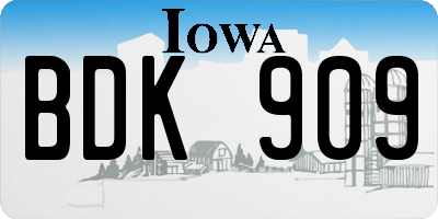 IA license plate BDK909