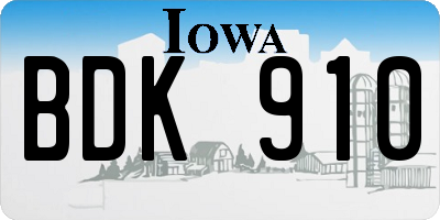 IA license plate BDK910