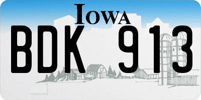 IA license plate BDK913