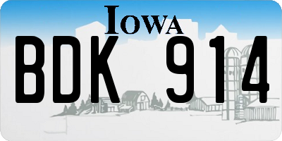IA license plate BDK914