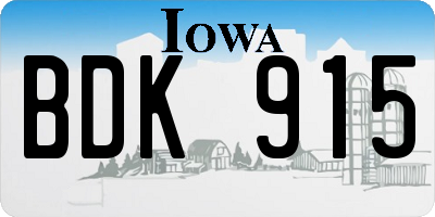 IA license plate BDK915
