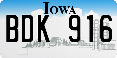 IA license plate BDK916