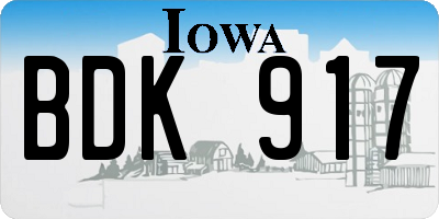 IA license plate BDK917