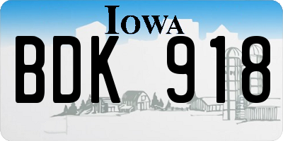 IA license plate BDK918