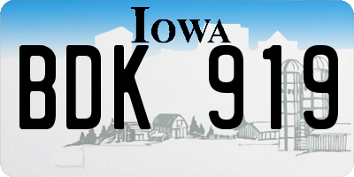 IA license plate BDK919