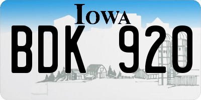 IA license plate BDK920