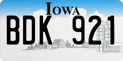 IA license plate BDK921