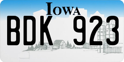 IA license plate BDK923