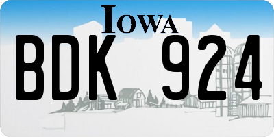 IA license plate BDK924