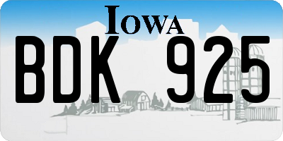 IA license plate BDK925