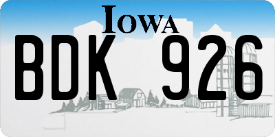 IA license plate BDK926