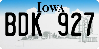 IA license plate BDK927