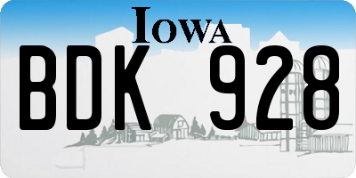 IA license plate BDK928