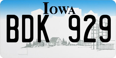 IA license plate BDK929