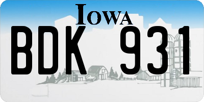 IA license plate BDK931