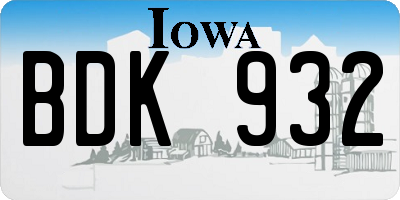 IA license plate BDK932