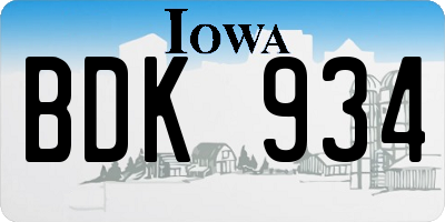 IA license plate BDK934