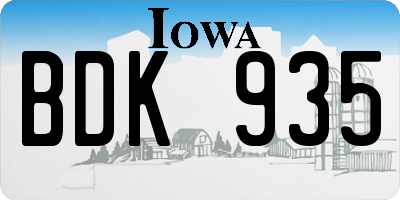 IA license plate BDK935