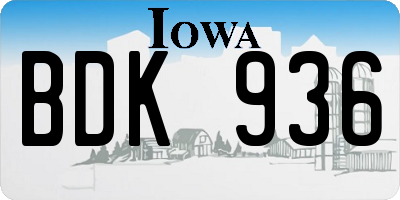 IA license plate BDK936