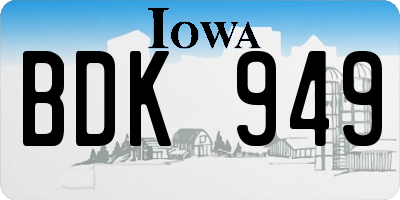 IA license plate BDK949