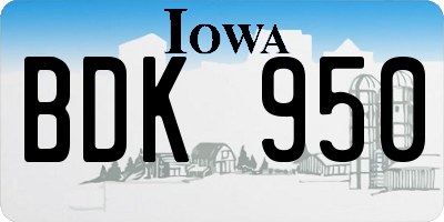 IA license plate BDK950