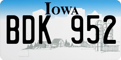 IA license plate BDK952
