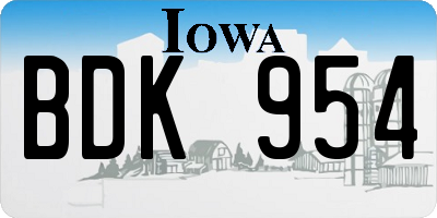 IA license plate BDK954