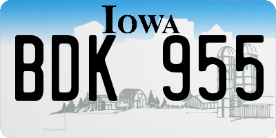 IA license plate BDK955