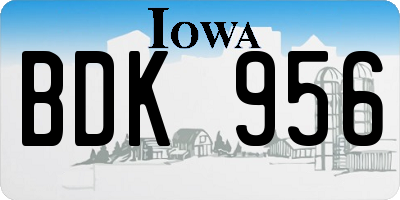 IA license plate BDK956