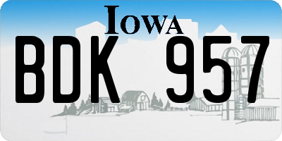 IA license plate BDK957