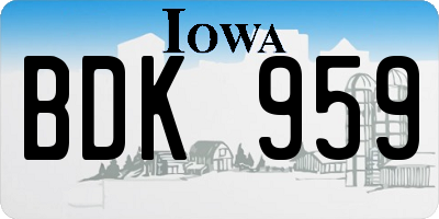 IA license plate BDK959