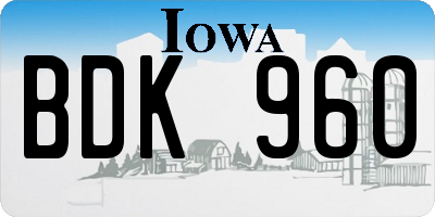 IA license plate BDK960