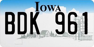 IA license plate BDK961