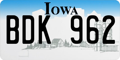 IA license plate BDK962