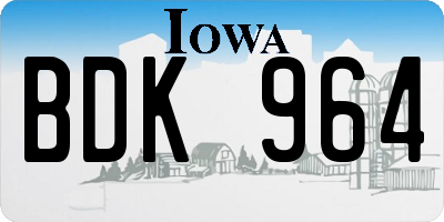 IA license plate BDK964