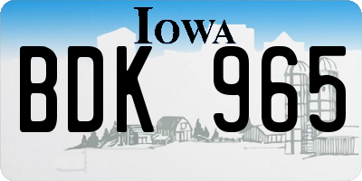 IA license plate BDK965