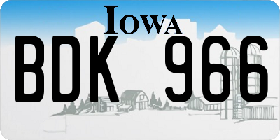 IA license plate BDK966